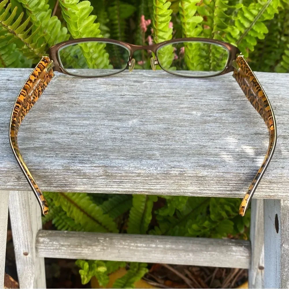 Bebe Peekaboo Tigress Brown Cheetah Eyeglass Frames Rectangle Shape 53-18-135